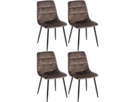 Conjunto De 4 Cadeiras De Jantar Tilde Marrom/veludo Clp