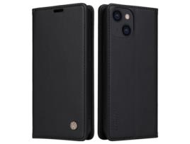 Capa Quedas Inch Para Iphone 13 Yikatu Pele Sintética Magnética Preto