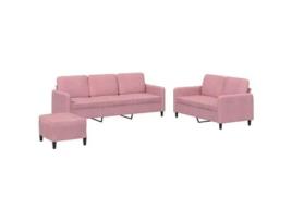 Conjunto 3 de Sofás Veludo Vida Xl Rosa