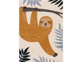 Tapete Yellow Tipi Happy Sloth Polipropileno Azul (120x170cm)