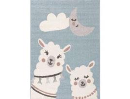 Tapete Yellow Tipi Cute Llama Polipropileno Azul (160x230cm)