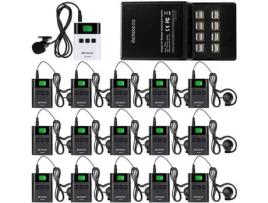 Tt122 Sistema De Guia Turístico Sem Fio Com Base De Carregamento Mini Port Usb A 16 Locais Retekess (15 Receptores)
