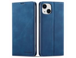 Capa Quedas Para Iphone 14 Forwenw Pele Sintética Azul