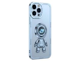 Suporte Casa Inch Planeta Para Iphone 13 Pro Max Yoobao Pele Sintética Anti-choque Azul