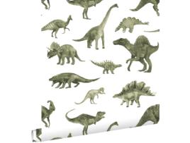 Papel De Parede Dinossauros Verde Escuro 50 X 900 Cm Estahome