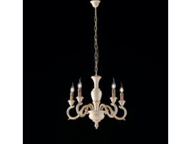 Fiorenza - Lustre Em Madeira Marfim E Folha De Ouro 5 Luzes 110 - Ø50 - Bl172-5-av