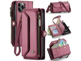 Capa Bloqueio Rfid Para Iphone 12 Pro Max Caseme Pele Sintética Anti-riscos Vermelho