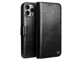 Capa Genuíno Quedas Para Iphone 12 Qialino Pele Preto