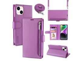 Capa Pega Para Iphone 14 Hanman Pele Sintética Roxo