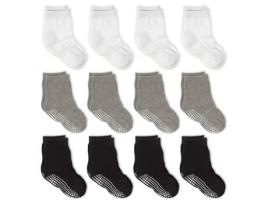 Meias Antiderrapantes De Tornozelo La Active Para Bebês, Crianças Pequenas E Crianças 12 Pares, Branco/cinza/preto, 1 3 Anos