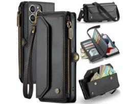 Capa Para Iphone 13 Pro Max Caseme Pele Sintética Com Porta-cartões Preto