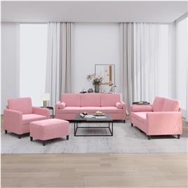 vidaXL 4 pcs conjunto de sofás com almofadas veludo rosa