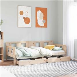 vidaXL Sofá-cama com gavetas 80x200 cm madeira de pinho maciça