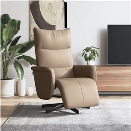 vidaXL Cadeira reclinável com apoio de pés couro artificial cappuccino