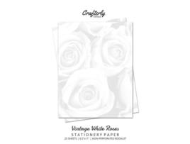 Livro Vintage White Roses Stationery Paper Cute Letter Writing Paper For Home, Office, 25 Count, Floral Print De Crafterly Paperie (inglês)
