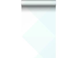 Papel De Parede Triângulos Grandes Branco Mateeverde Menta 53 Cm X 10,05 M Origin Wallcoverings