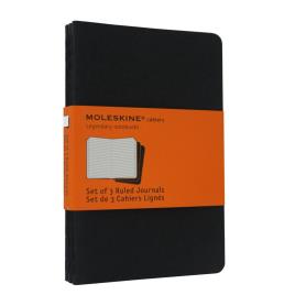 Bloco de Notas Cahier, 14 x 9 cm, 32 Folhas, Pautado, Capa Soft em Cartão, Preto, 3 Unidades