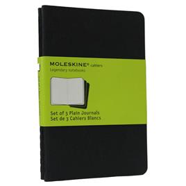 MOLESKINE Bloco de Notas Cahier, 14 x 9 cm, 32 Folhas, Liso, Capa Soft em Cartão, Preto, 3 Unidades