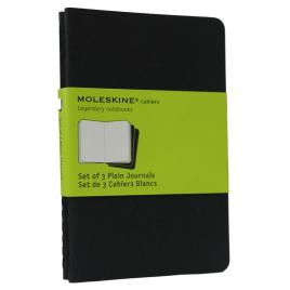 Bloco de Notas Cahier, 14 x 9 cm, 32 Folhas, Liso, Capa Soft em Cartão, Preto, 3 Unidades