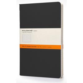 Bloco de Notas Cahier, 21 x 13 cm, 40 Folhas, Pautado, Capa Soft em Cartão, Preto, 3 Unidades