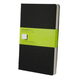 Bloco de Notas Cahier, 21 x 13 cm, 40 Folhas, Liso, Capa Soft em Cartão, Preto, 3 Unidades