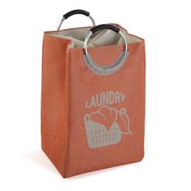 Cesto de Roupa Suja Laundry Laranja Poliéster Minimalista (30 x 55 x 36 cm)