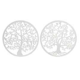 Decoração de Parede  Branco Metal Árvore (2 pcs) (40 x 1 x 40 cm)