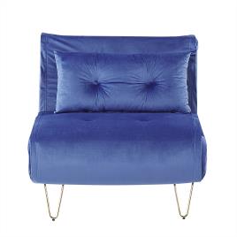 Sofá-cama 1 lugar em veludo azul marinho VESTFOLD