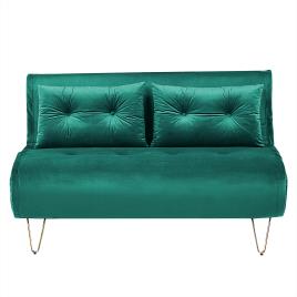 Sofá-cama 2 lugares em veludo verde escuro VESTFOLD