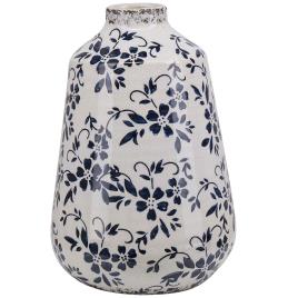 Vaso branco e azul marinho 25 cm MARONEIA