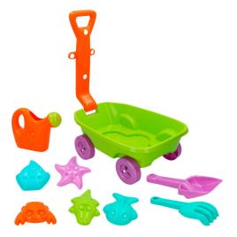 Pack brinquedos de praia  carrinho de mão e 5 moldes (38,5x26x14,5 cm - 3 anos)
