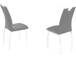 Conjunto de 4 Cadeiras CSD Bonny (Cinzento - Metal e Couro - 50x42x42 cm)