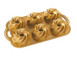 Forma Bundt de 6 Buracos Nordic Ware Heritage Dourado