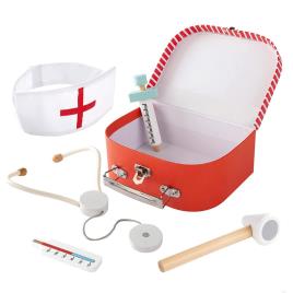 Mala de Médico em Madeira c/ 7 Acessórios
