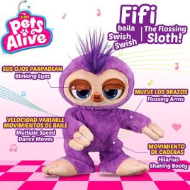 Pets Alive O Brinquedo Robótico Da Preguiça Com Fio Dental Fifi 3 Years Multicolour