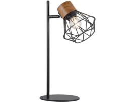 Candeeiro de Mesa  ILUMINACIÓN Antibes (Preto - E27 - Máx. 60W - Madeira  - Metal)