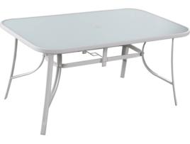 Mesa de Jardim  Cordoba (Branco - Aço e Vidro - 150x90x72 cm)