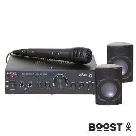 Conjunto Karaoke Amplificador 2x20w 2 Colunas Mic BOOST