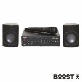 Conjunto Karaoke Amplificador 2x20w 2 Colunas Mic BOOST