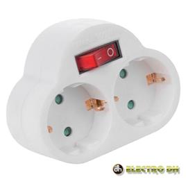 TOMADA ELÉTRICA C/ 2 SAÍDAS INTERRUPTOR BRANCO EDH