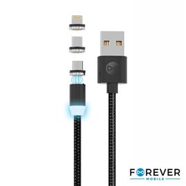 Cabo USB-A Macho p/ Lightning/USB-C/MicroUSB Magnético CORE
