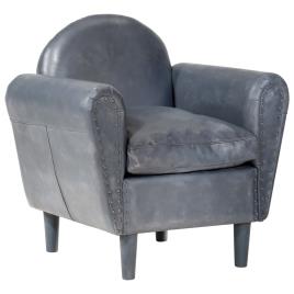 Poltrona 77x65x79 cm couro genuíno cinzento