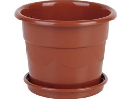 Vaso  Dalia Castanho com Prato (36.5 x 32.5 cm)