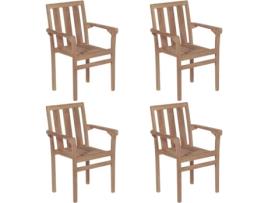 Conjunto 4 Cadeiras de Jardim VIDAXL Empilháveis (58x50x89 cm - Madeira)