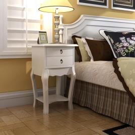 Mesa de cabeceira com 2 gavetas branco