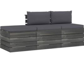 Conjunto de Jardim VIDAXL Lounge (Preto Antracite - Madeira - 60x65x71.5 cm - 3 Peças)