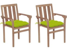 Conjunto 2 Cadeiras de Jardim VIDAXL c/Almofadas 3062234 (58x50x89 cm - Madeira de Teca)