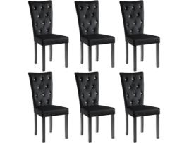 Conjunto 6 Cadeiras de Jantar VIDAXL (Preto - Tecido - 43 x 51 x 98 cm)