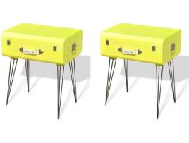 Conjunto de 2 Mesa de Cabeceira VIDAXL (Amarelo - MDF - 49.5x36x60 cm)