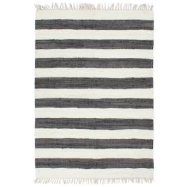 Tapete chindi tecido à mão algodão 160x230cm antracite e branco